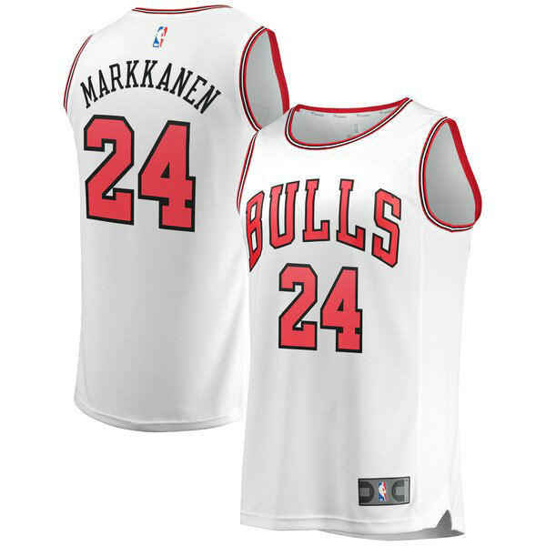 Camiseta Lauri Markkanen 24 Chicago Bulls 2019 Blanco Hombre